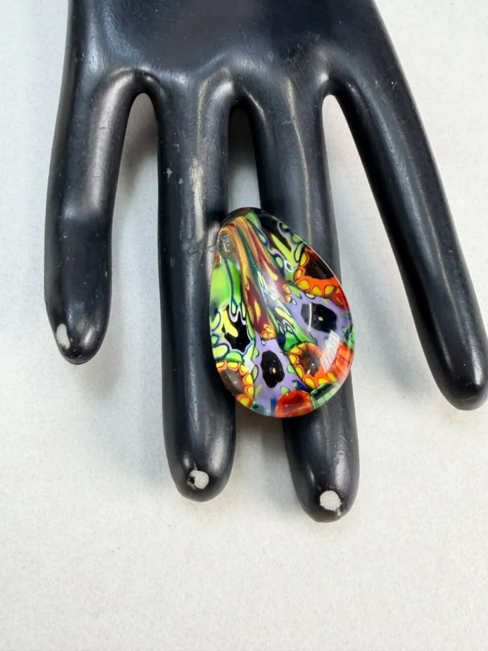 Vintage Millefiori Artisan Hand Blown Art Glass Statement Pendant Multicolor